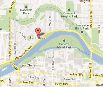 Sunnyside Calgary inner city map