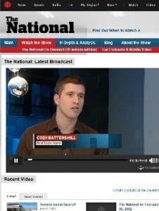 Cody Battershill on CBC National News in Calgary