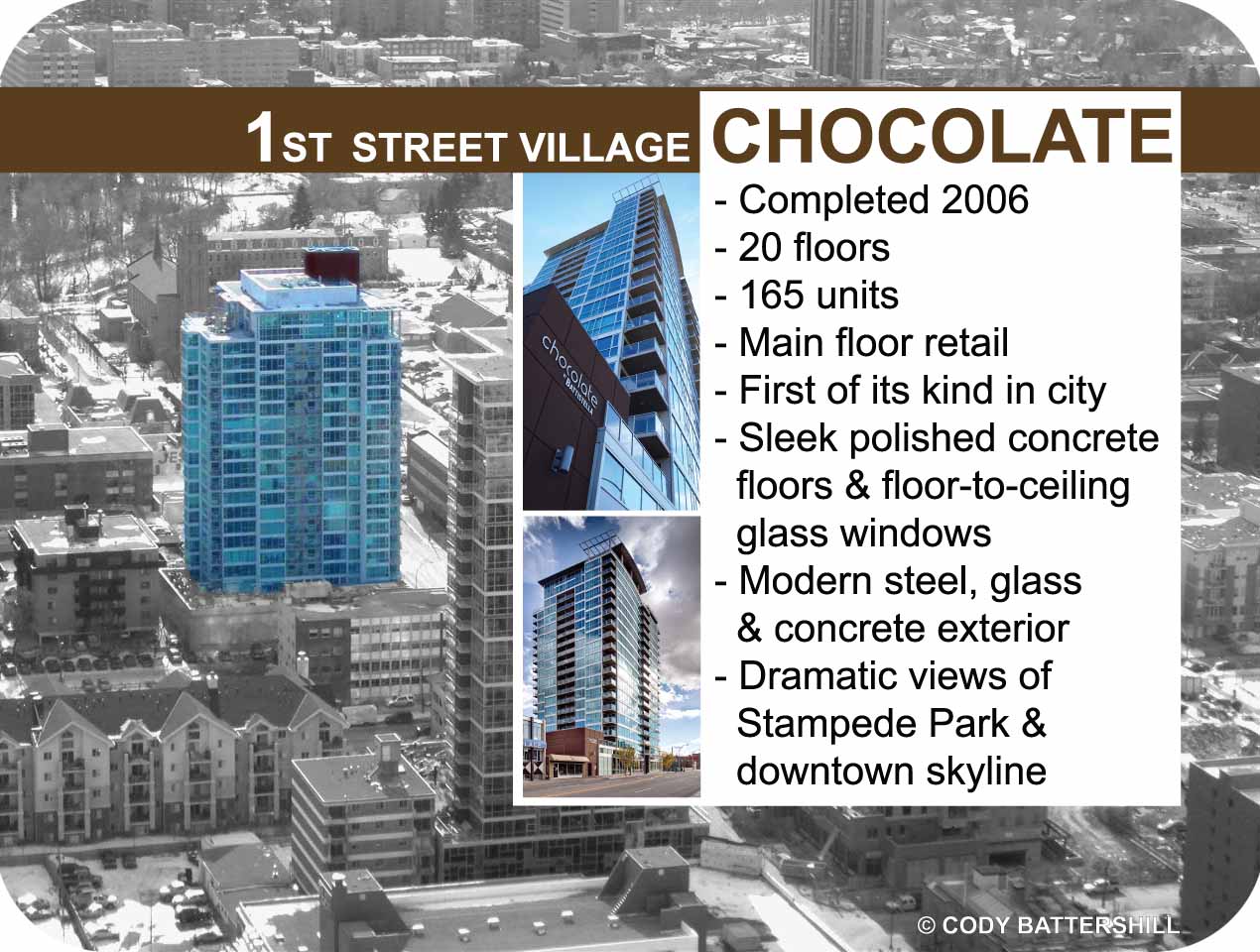 Chocolate condos first street village - infographic