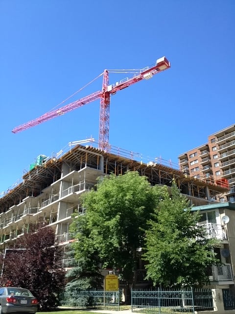 Condo crane in downtown Calgary