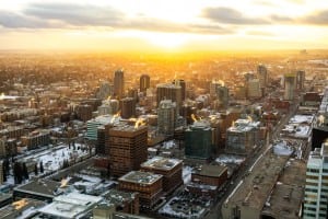 calgary tower view southwest quadrant sunset