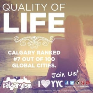 Calgary 7th Highest Quality of Life 2013 infographic