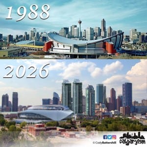 history of calgary infographic downtown skyline 1988 2026