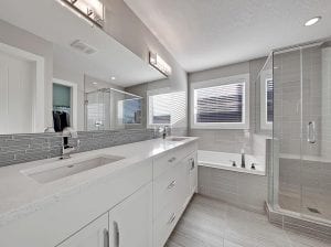 hdr photograph of master bedroom inside inner city home in Calgary