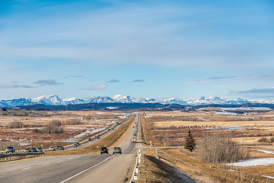 Trans Canada Highway looking west from Calgary