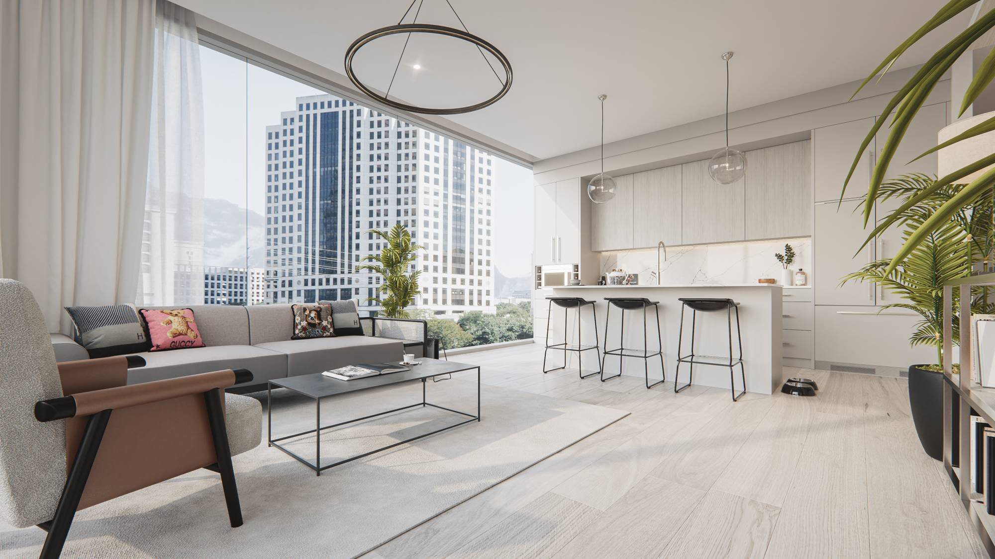 Imperia condos by Truman Homes - Interior Kitchen and Living Room view